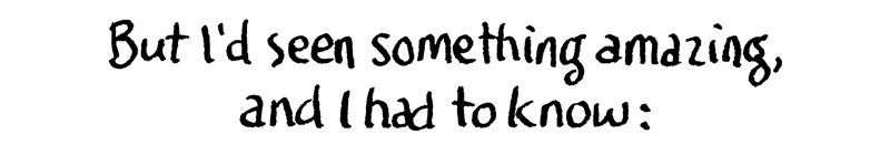 But I'd seen something amazing, and I had to know.